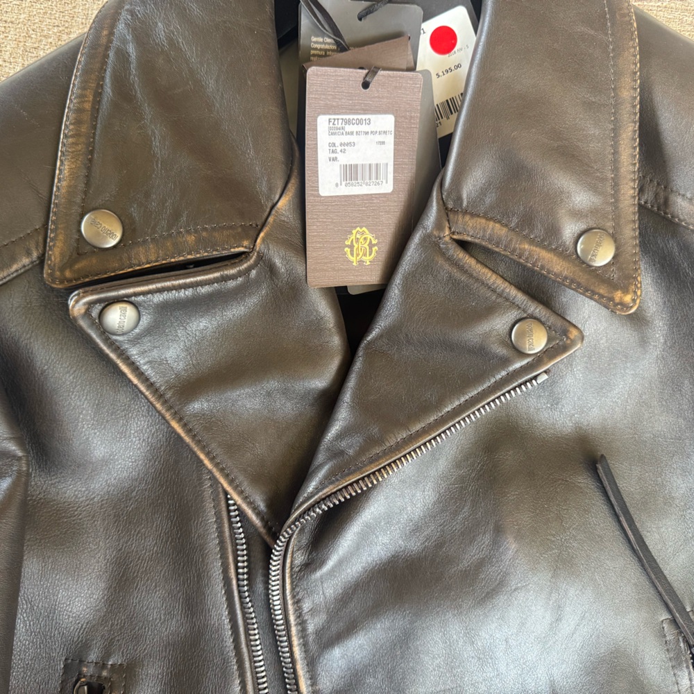 Roberto Cavalli
Men’s/unisex leather jacket 
Perfect condition- never worn.